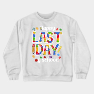 Last Day of School Autism Awareness Gift For Kids Boys Girls Crewneck Sweatshirt